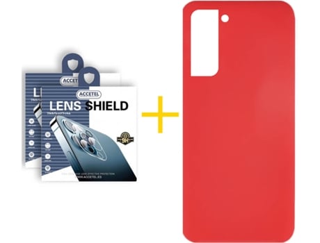 Carcasa + 2 Protectores de Cámara para Samsung Galaxy S22 Plus 5G ACCETEL Rojo