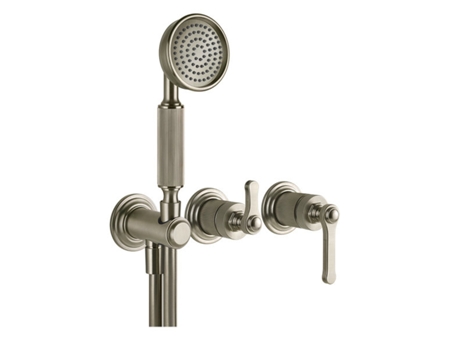 Mezcladora monomando de bañera/ducha Gessi Venti20 lista para montar, con curva de conexión a la pared, cartucho de desvío de 2 vías, montaje en