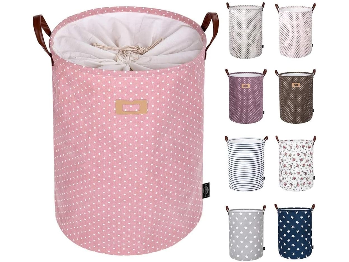 VVJIJILLY Elegante Companheiro De Lavanderia, Cesto De Roupa Dobrável Em Tecido De Algodão Rami, Revestimento À Prova Dágua Garante Armazenamento Limpo, Ideal