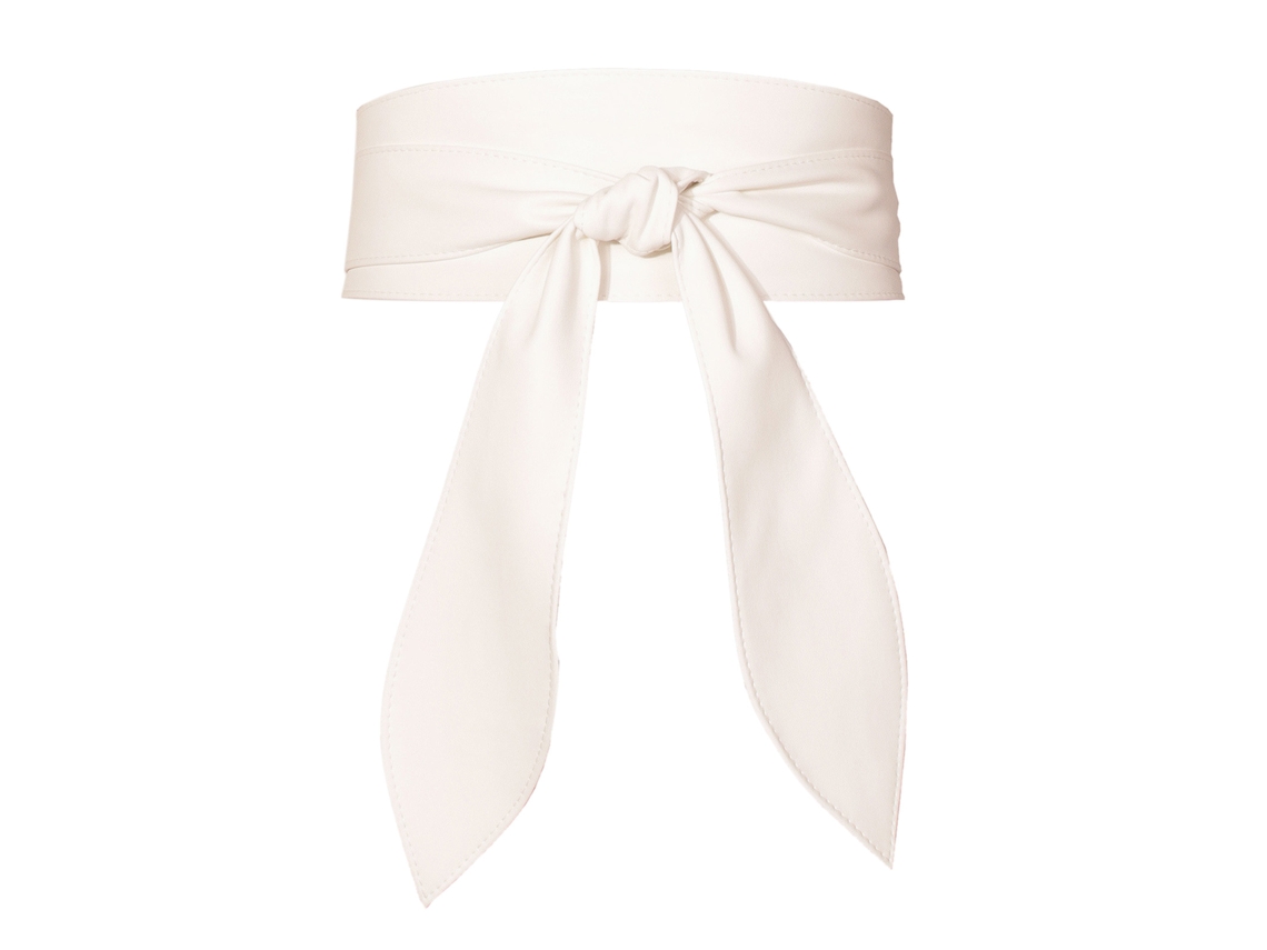Cinturón Ancho De Pu Para Mujer Con Lazo, Extralargo, Suave, Versátil, Elegante, Blanco, Talla Única.