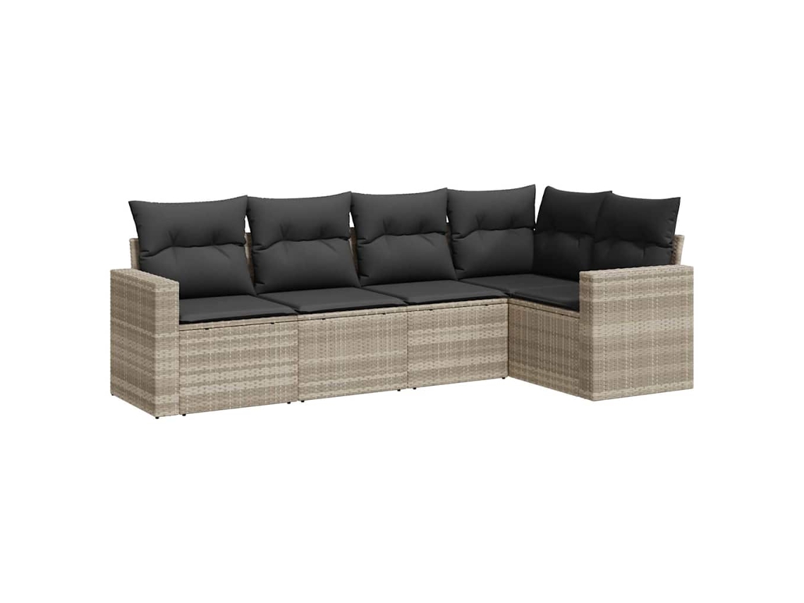 Maison Exclusive - Set De Sofás Jardín Y Cojines 5 Pzas Ratán Sintético Gris Claro