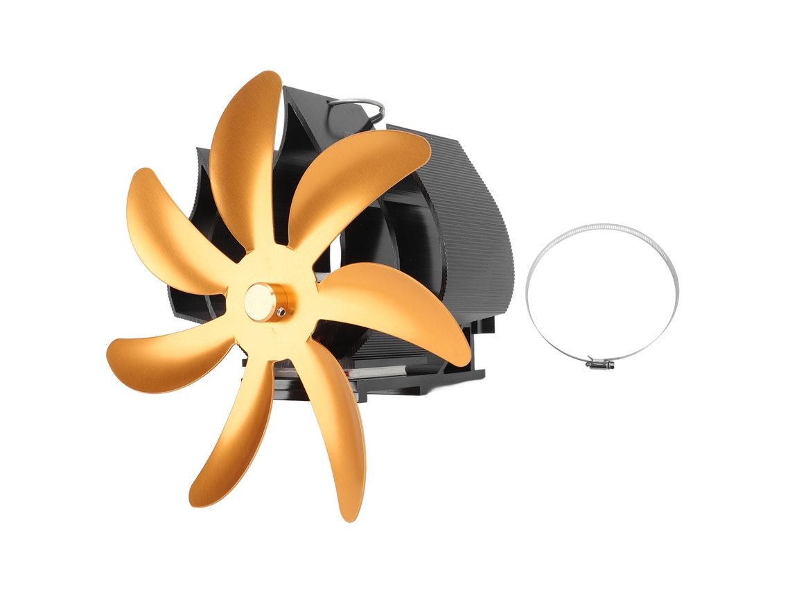 Ventilador Para Estufa De Leña Con 7 Aspas De Aluminio Y Soporte De Pared Para Camping.