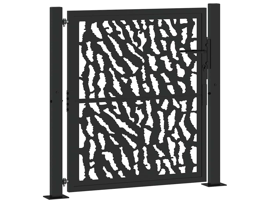 Puerta De Jardín Vidaxl Negro Acero Autopatinable (105 X 105 Cm)