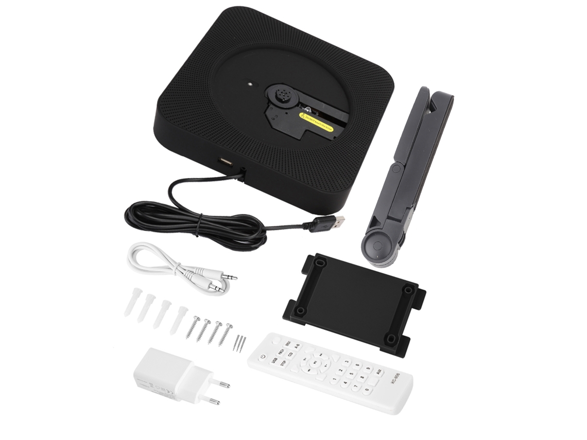 Reproductor De Cd Bluetooth De Pared Con Altavoz Y Mando A Distancia (negro)