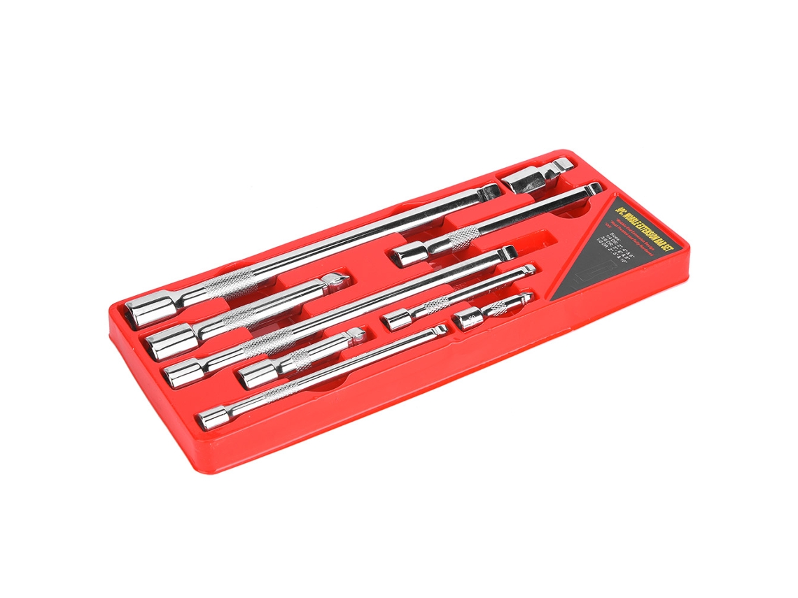 Kit De Herramientas De Extensión De Llave Desmontable 9pcs 1/4 3/8 1/2 Pulgadas Conector Móvil Rojo