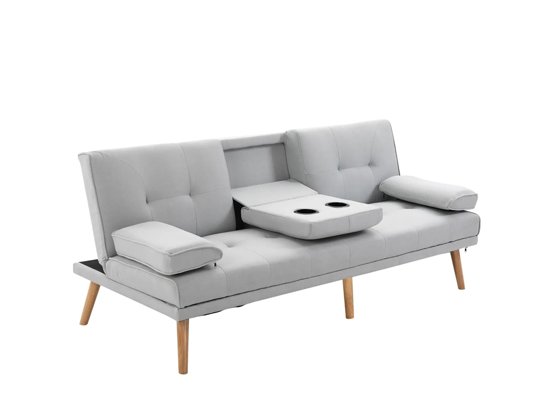 Sofá Cama 3 Plazas Lino Cómodo Cama Gris Claro 181x77x72