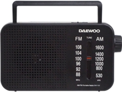 DAEWOO Radio portátil AC/DC con AM/FM, altavoz integrado y antena telescópica