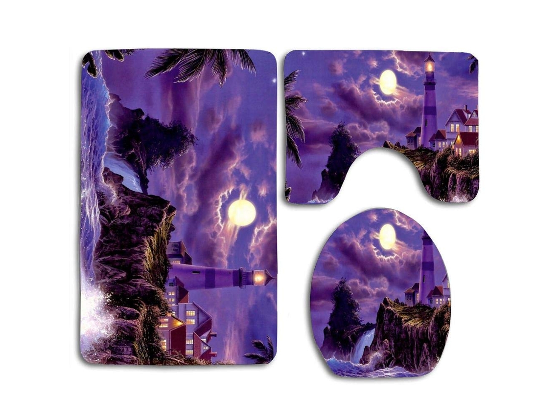 Alfombrilla de Baño ECZJNT The Night Waves Lighthouse (45 x 75 cm)