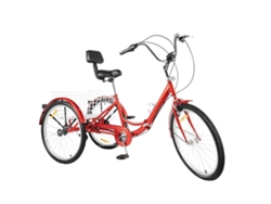 Triciclo para adultos de 24 pulgadas, altura del asiento ajustable, transmisión de 7 velocidades, color rojo OEM