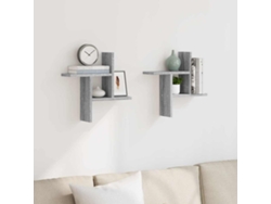 Estante De Pared | Estante Flotante | Estantería Pared 2 Uds Madera Ingeniería Gris Sonoma 38x12x38cm