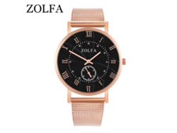 Reloj De Pulsera Analógico De Cuarzo Con Brazalete De Acero De Estilo Moderno (oro Rosa + Negro)