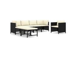 Maison Exclusive - Set De Muebles De Jardín 7 Pzas Y Cojines Ratán Sintético Negro