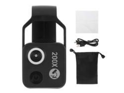 Microscopio De Bolsillo Para Teléfonos Móviles Con Lente Cpl Y Luz Led, Aumento De 200x, Portátil, Negro.
