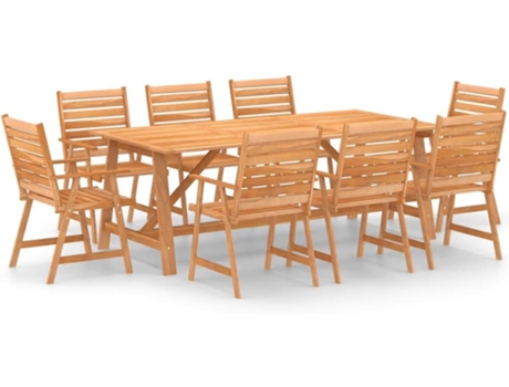 Conjunto 9 de comedor para jardín VIDAXL madera maciza de acacia