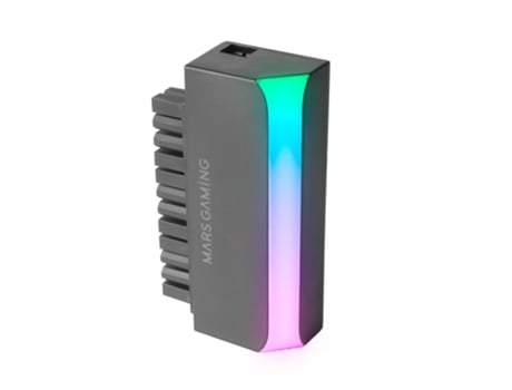 Adaptador ATX 24 PIN a 90 MARS GAMING MCA-L24 Iluminación 5V 3-PIN ARGB Plug & Play Compatibilidad Universal Negro
