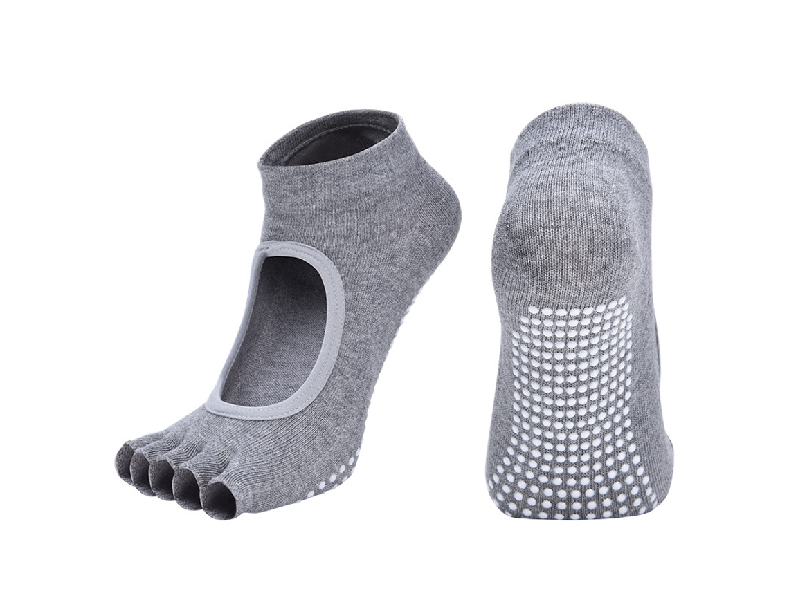 2026-calcetas De Yoga Con Media Punta Transpirable Y Antideslizante Para Barre Y Pilates Color Gris