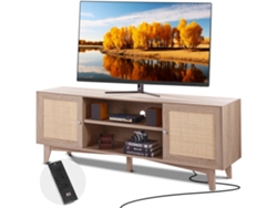 Mueble de TV de ratán con estantes, tomas USB y diseño moderno de Tekmaquinas