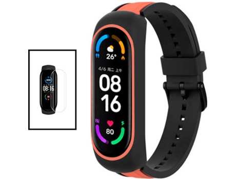 Kit Correa + Protector GIFT4ME (Xiaomi Mi Band 5 - Negro Naranja)