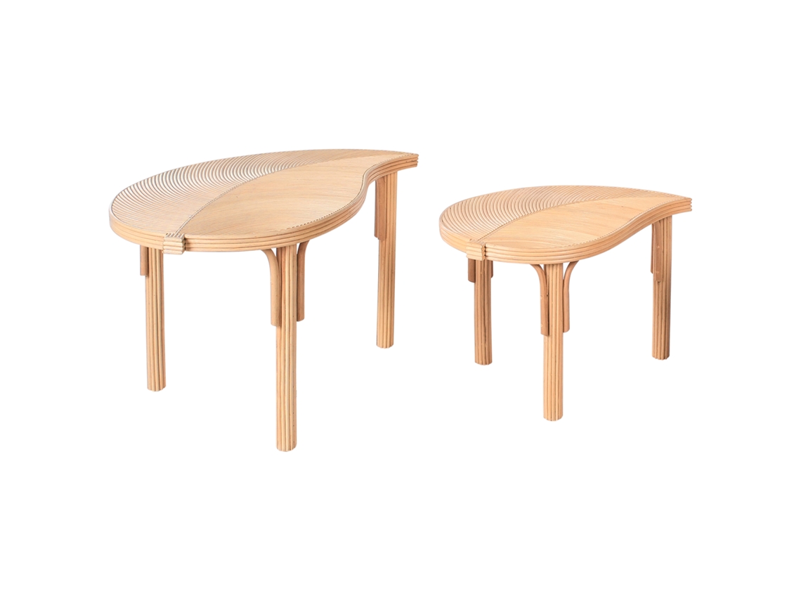 Conjunto De 2 Mesas De Centro BELIANI Paralia De Rattan Natural 70x48x44