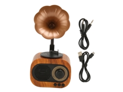 Caixa De Som Bluetooth Com Design De Fonógrafo Retro Portátil Recarregável Estéreo Rádio