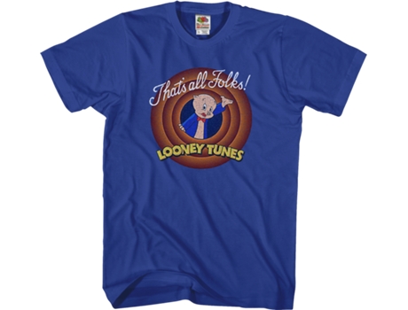 Camisetas Unisex DEEPSTONE That's All Folks Porky Pig Looney Tunes brezo real (M)