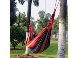 Hamaca de lona para acampar/exteriores, tamaño doble. (Rayas rojas, 190 cm x 150 cm)