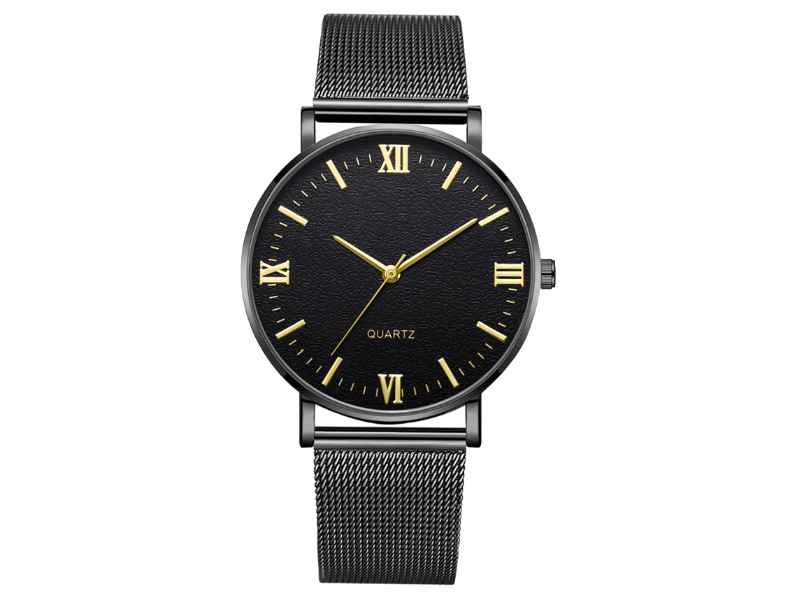 Reloj De Pulsera Unisex Para Parejas Zhoulianfa Con Caja De Imitación Madera Y Esfera De Mármol (negro)