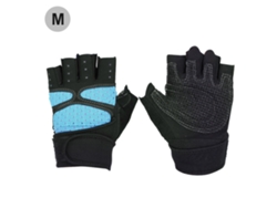 Guantes de gimnasio para levantamiento de pesas, entrenamiento deportivo, fitness, muñeca y ejercicio (azul cielo M)