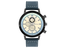 Reloj De Pulsera Para Hombre De Piel Sintética, Estilo Sencillo E Informal Para Negocios, Color Azul Hematita.