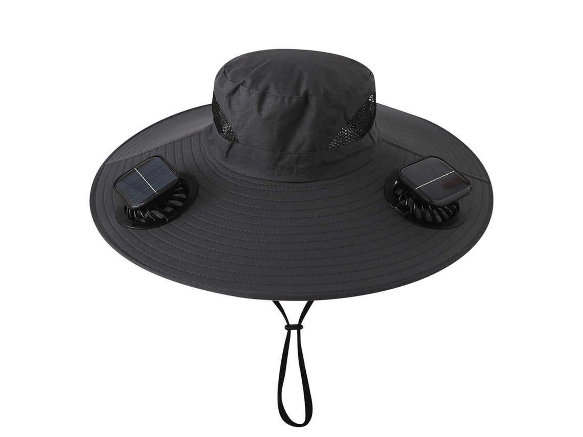 Sombrero Con Ventilador Solar (cuadrado, Gris Oscuro), Recargable, Parasol Para Pesca Al Aire Libre Y Protección Solar.