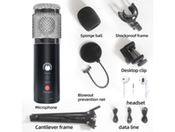 Kit de micrófono USB profesional Yuysan para grabación con reverberación, ideal para vlogs, streaming, podcasts y rap - plateado