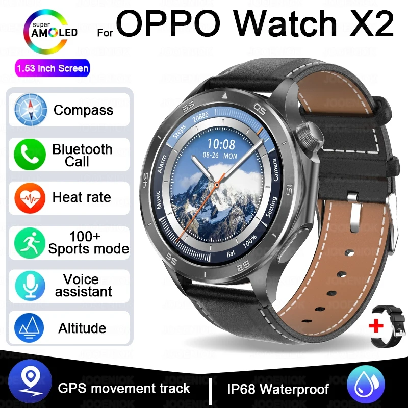 Reloj inteligente con pantalla AMOLED de alta definición, GPS, ideal para deportes al aire libre y actividades físicas. MDUG (correa negra)