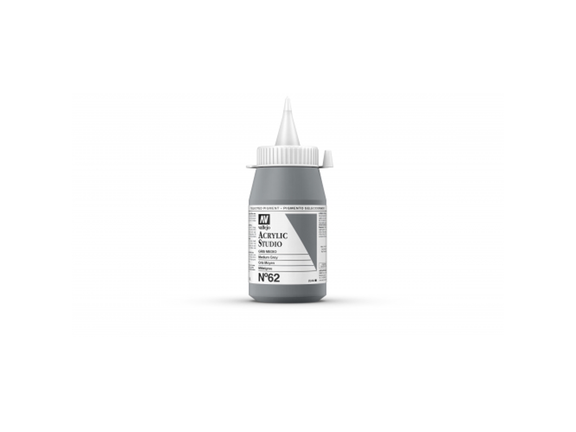 Pintura Acrilica Vallejo Studio 500 Ml (62 Gris Medio)