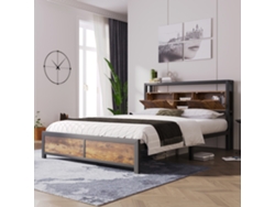 Cama Metálica De 140x200 Cm, Estilo Industrial, Para Adultos Y Jóvenes, Color Negro.