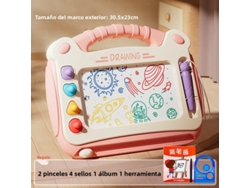 (rosa B) Pizarra de dibujo infantil con dibujos animados, rompecabezas para bebés, juguete de pizarra magnética para escribir