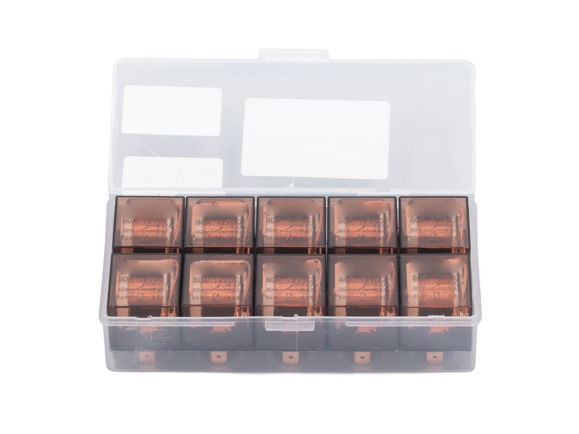 10 Relés Automotrices Impermeables De 80 A, 5 Pines, Spdt, Universales Para Automóviles De 12 V, Sin Indicador.