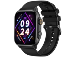 Reloj inteligente Bluetooth negro Yunzii con pantalla AMOLED HD de 1,96", 410/502 píxeles y monitor de salud.