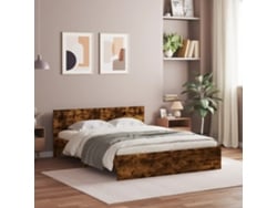 Estructura De Cama Con Cabecero Roble Ahumado 140x200 Cm