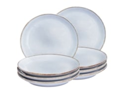 Juego de 8 platos de postre de gres Beliani Juniper en azul claro