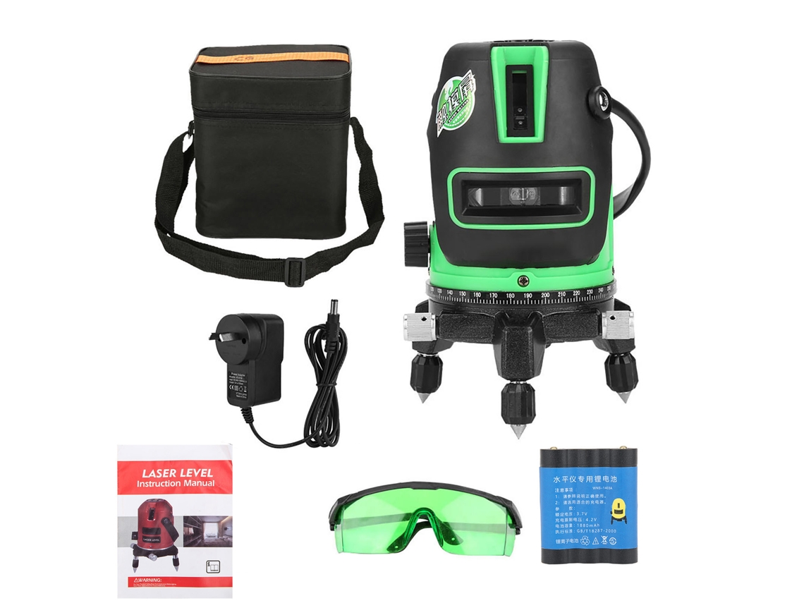 Nivel Láser Verde De 360 Grados, Horizontal, Vertical, Cruzado, Autonivelante, 2 Líneas.