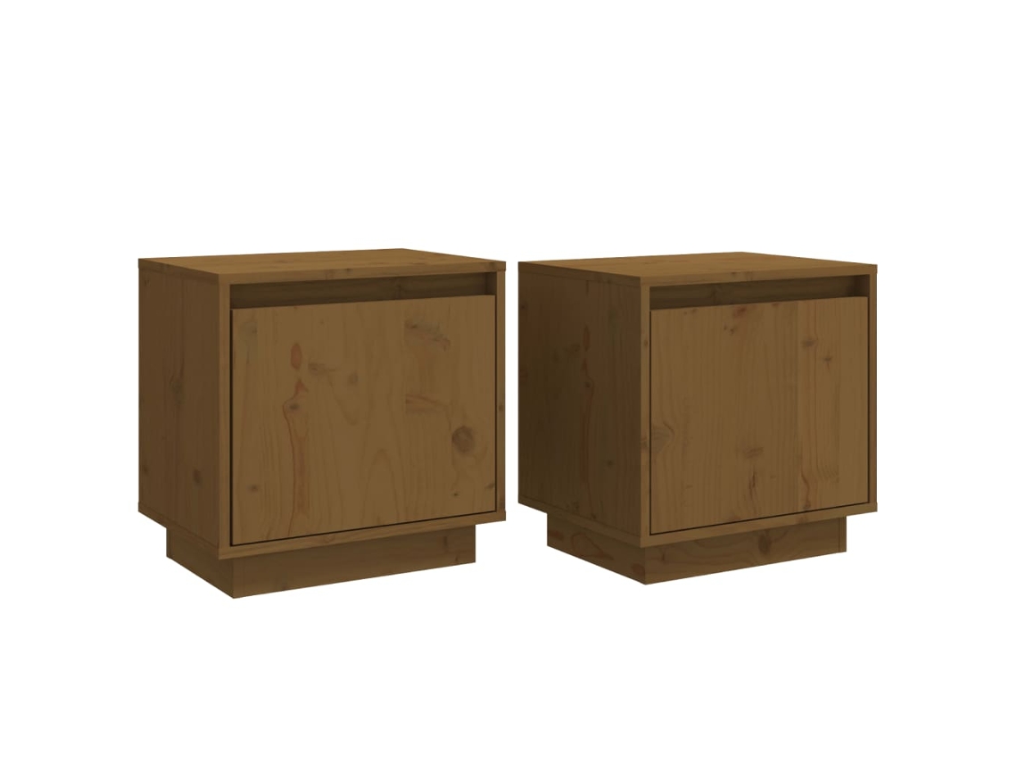 Mesitas de Noche LOVELY HOME Mesinha 2 Pcs 40X30X40 Cm Pinho Maciço Castanho Mel