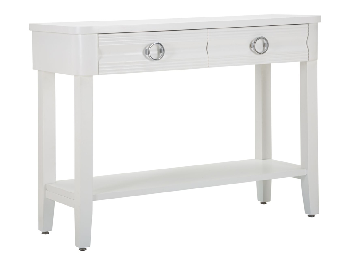 Consola Shine De 110x40x82 Cm En Madera Blanca - Armario Con 2 Cajones Y Estante - Líneas Esenciales Y Diseño Moderno - Estructura En Madera De Abeto Y Mdf