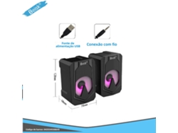 Altavoz de escritorio con cable Beisk con fuente de alimentación USB e interfaz de audio de 3,5 mm.