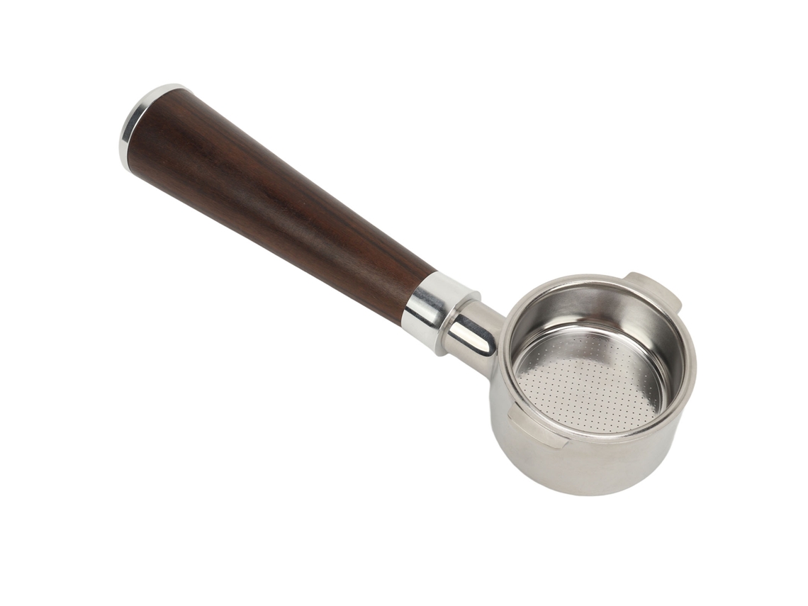 Filtro de acero inoxidable de 51 mm con mango de madera para Delonghi