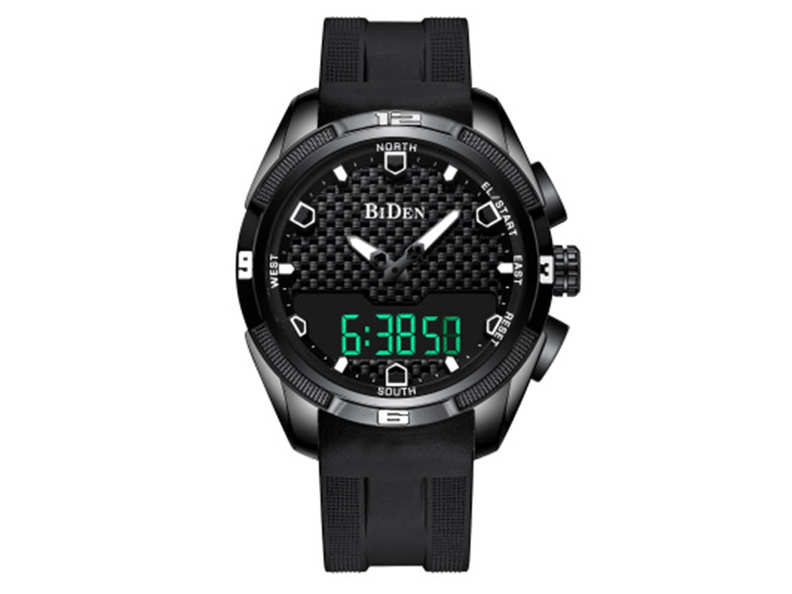 Reloj Deportivo De Pulsera Para Hombre, Resistente Al Agua, Con Doble Movimiento, Color Negro, Biden
