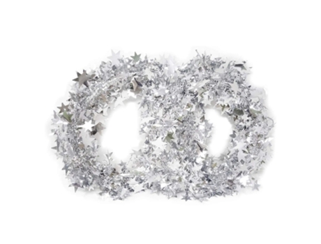 2 rollos de guirnaldas de oropel de estrellas brillantes con alambre para árbol de Navidad, fiesta, adorno festivo, plata