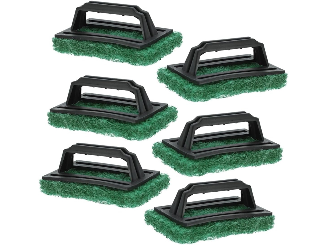 Juego De 6 Cepillos De Limpieza Para Serigrafía Con Mangos Verdes: Cepillos Para Fregar Y Desmaquillar.