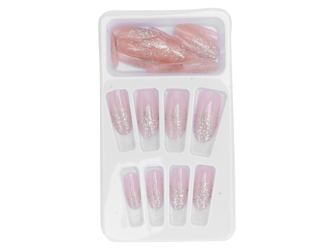 24pcs Unhas Falsas Com Brilho Para Mulheres E Meninas - Unhas Tipo Nail Tip Estilosas E Exquisitas Para Manicure