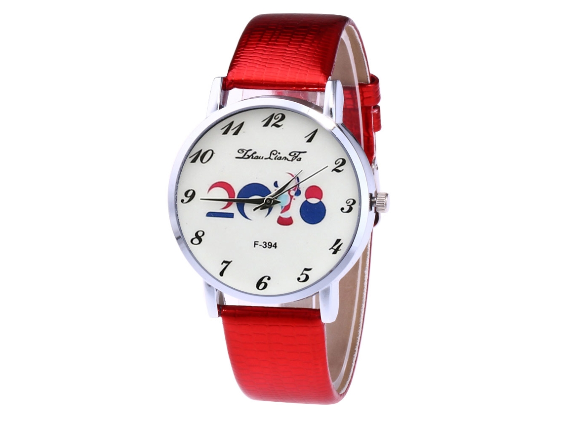 Reloj De Pareja Unisex De Cuarzo Con Dial Redondo Y Correa Pu (rojo)