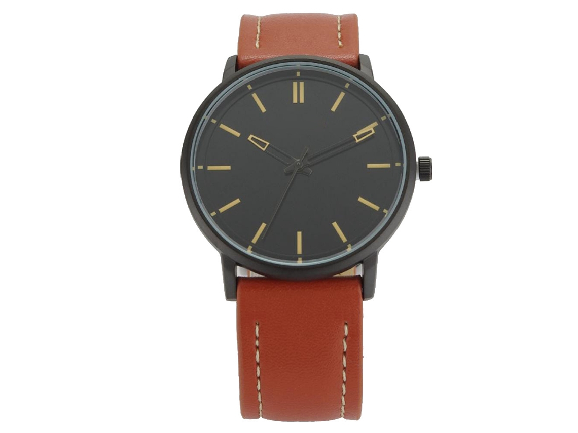 Reloj De Pulsera Para Hombre De Aleación Con Dial Redondo Analógico De Cuarzo (negro+caqui)